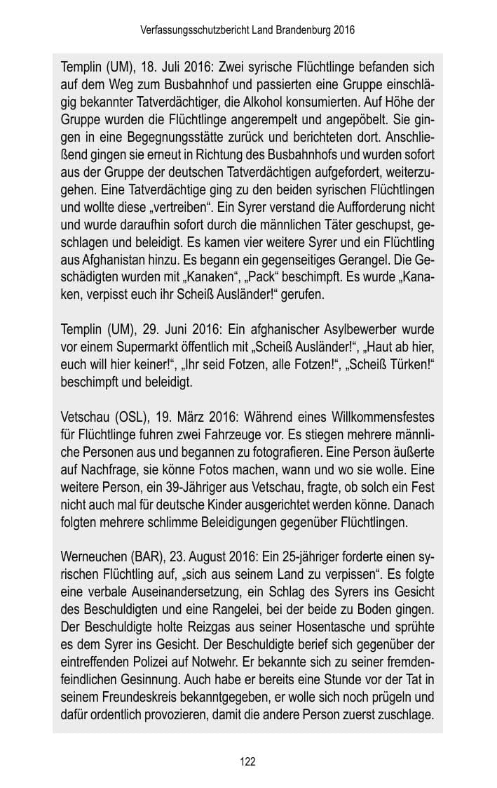 Seite 124 des Verfassungsschutzbericht 2016 Brandenburg