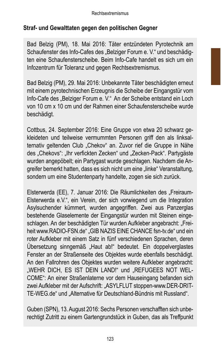 Seite 125 des Verfassungsschutzbericht 2016 Brandenburg