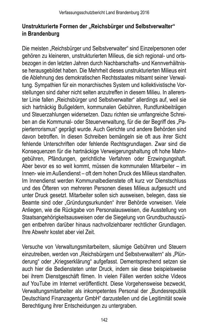 Seite 144 des Verfassungsschutzbericht 2016 Brandenburg