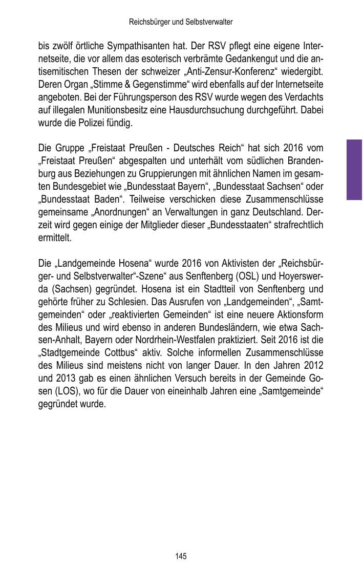 Seite 147 des Verfassungsschutzbericht 2016 Brandenburg