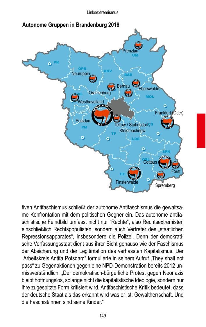 Seite 151 des Verfassungsschutzbericht 2016 Brandenburg