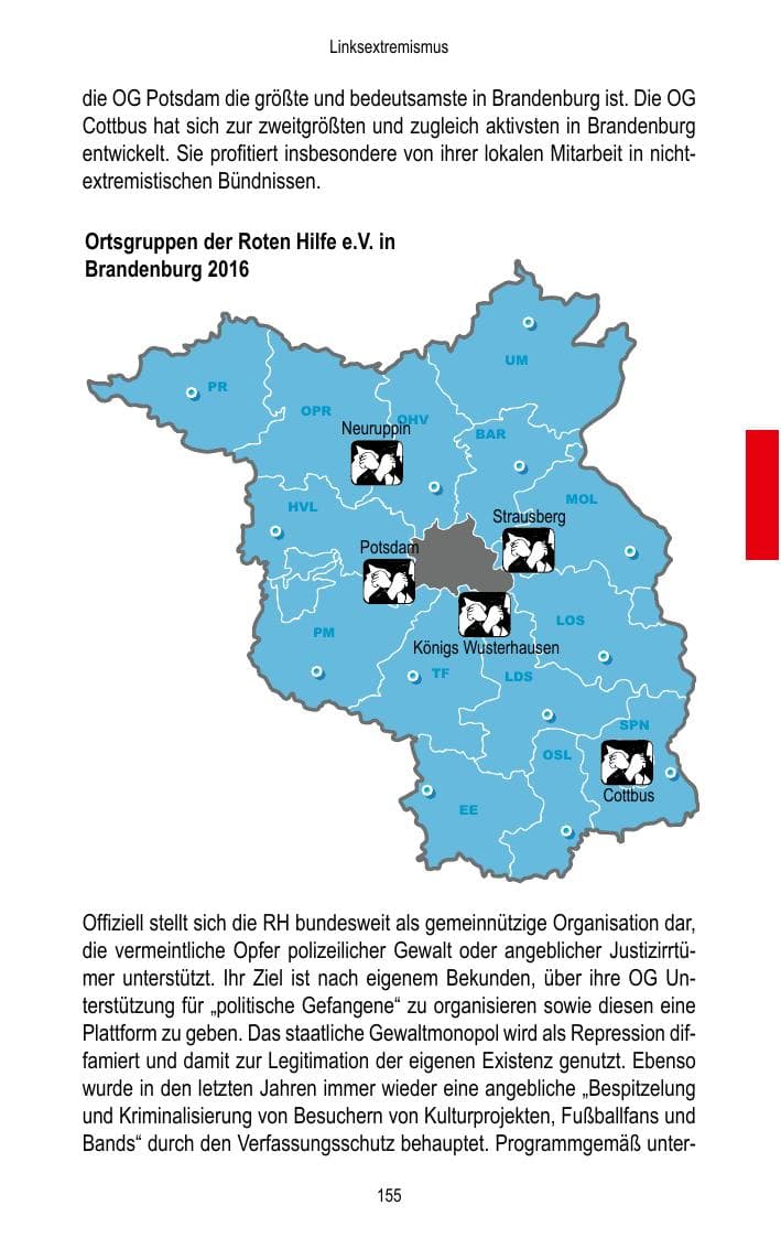 Seite 157 des Verfassungsschutzbericht 2016 Brandenburg