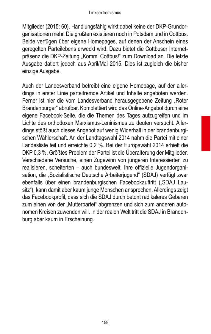 Seite 161 des Verfassungsschutzbericht 2016 Brandenburg