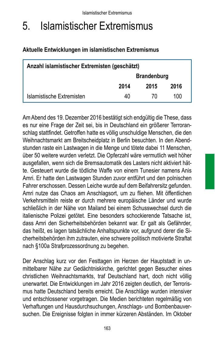 Seite 165 des Verfassungsschutzbericht 2016 Brandenburg