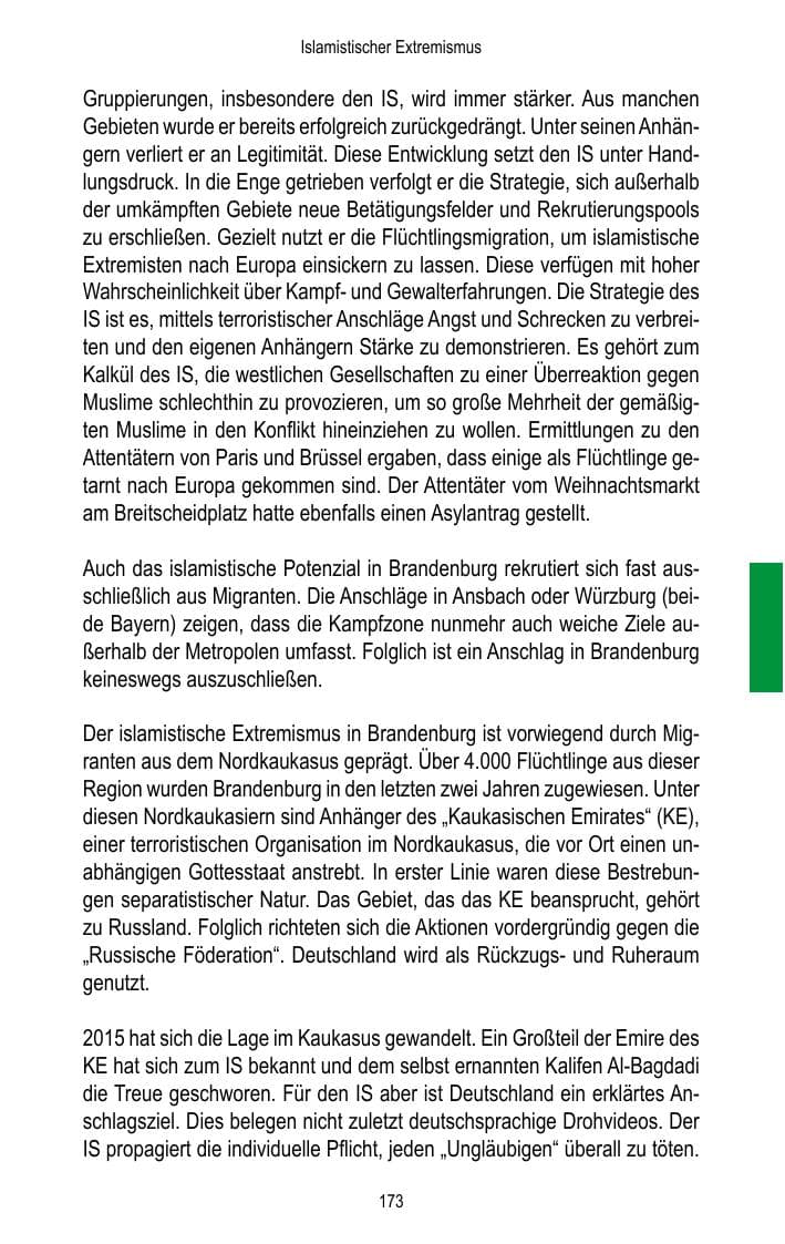 Seite 175 des Verfassungsschutzbericht 2016 Brandenburg