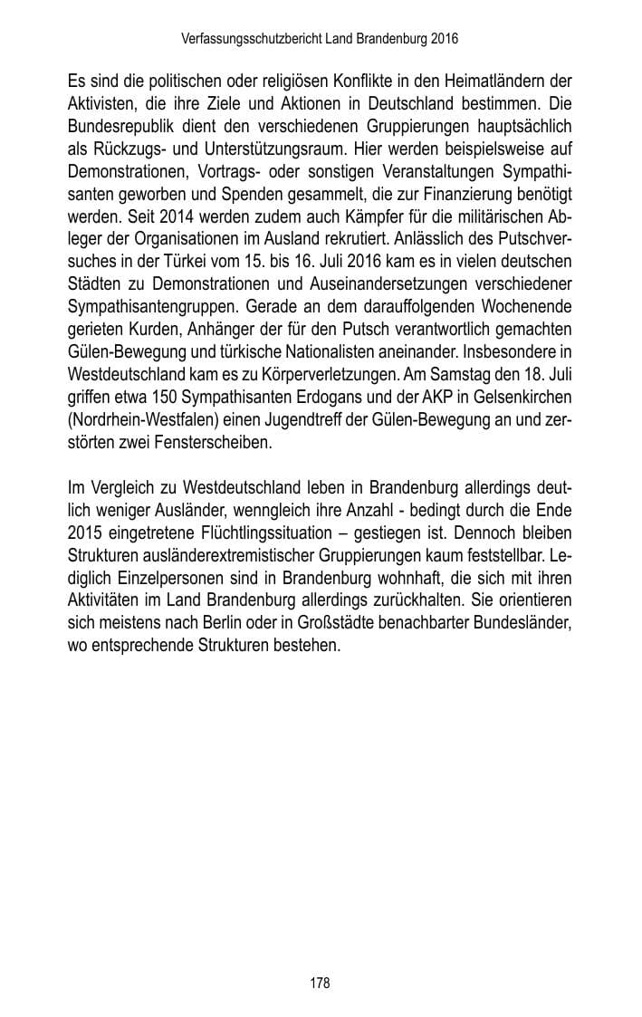 Seite 180 des Verfassungsschutzbericht 2016 Brandenburg