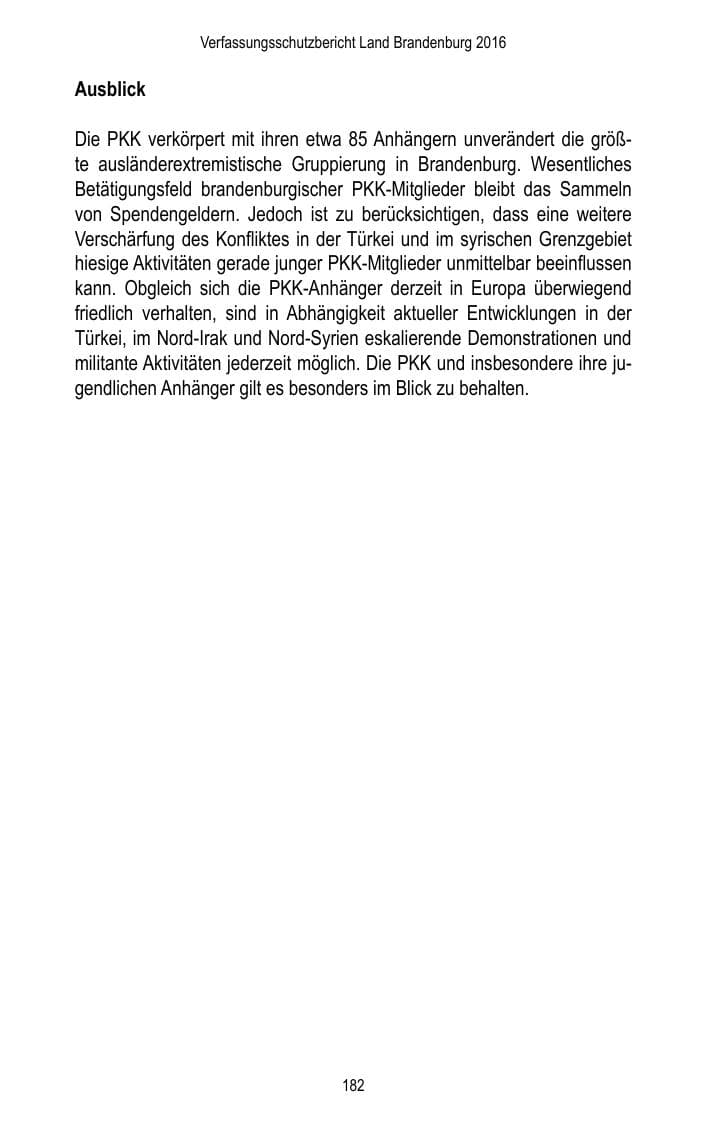 Seite 184 des Verfassungsschutzbericht 2016 Brandenburg