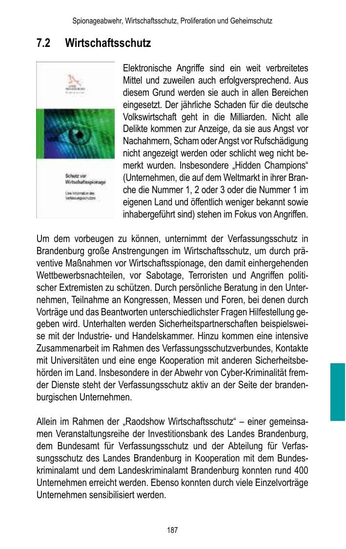 Seite 189 des Verfassungsschutzbericht 2016 Brandenburg