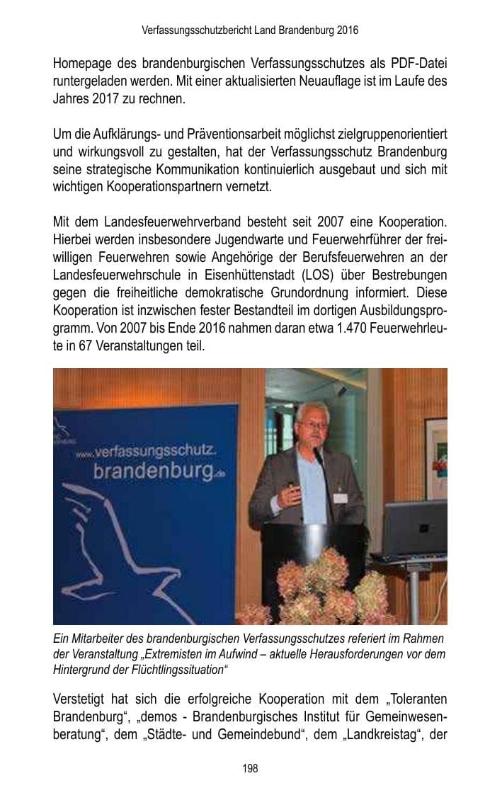 Seite 200 des Verfassungsschutzbericht 2016 Brandenburg