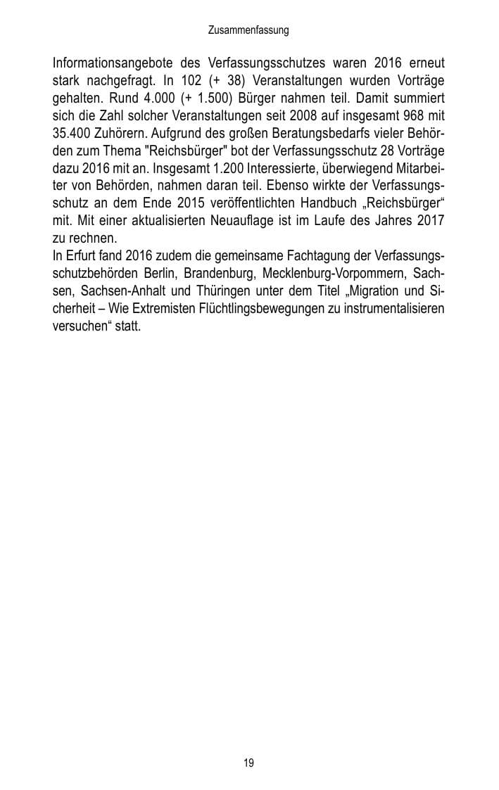 Seite 21 des Verfassungsschutzbericht 2016 Brandenburg