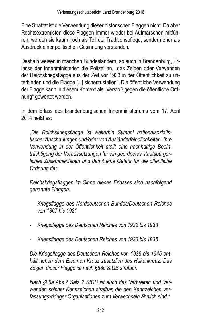 Seite 214 des Verfassungsschutzbericht 2016 Brandenburg