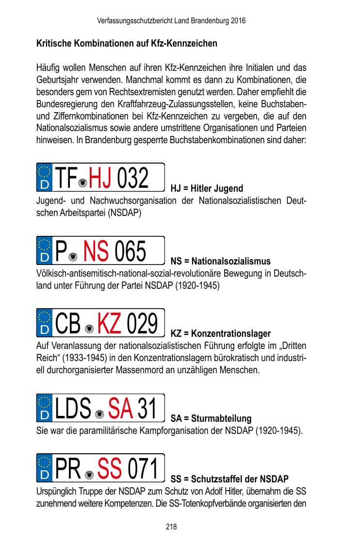 Seite 220 des Verfassungsschutzbericht 2016 Brandenburg