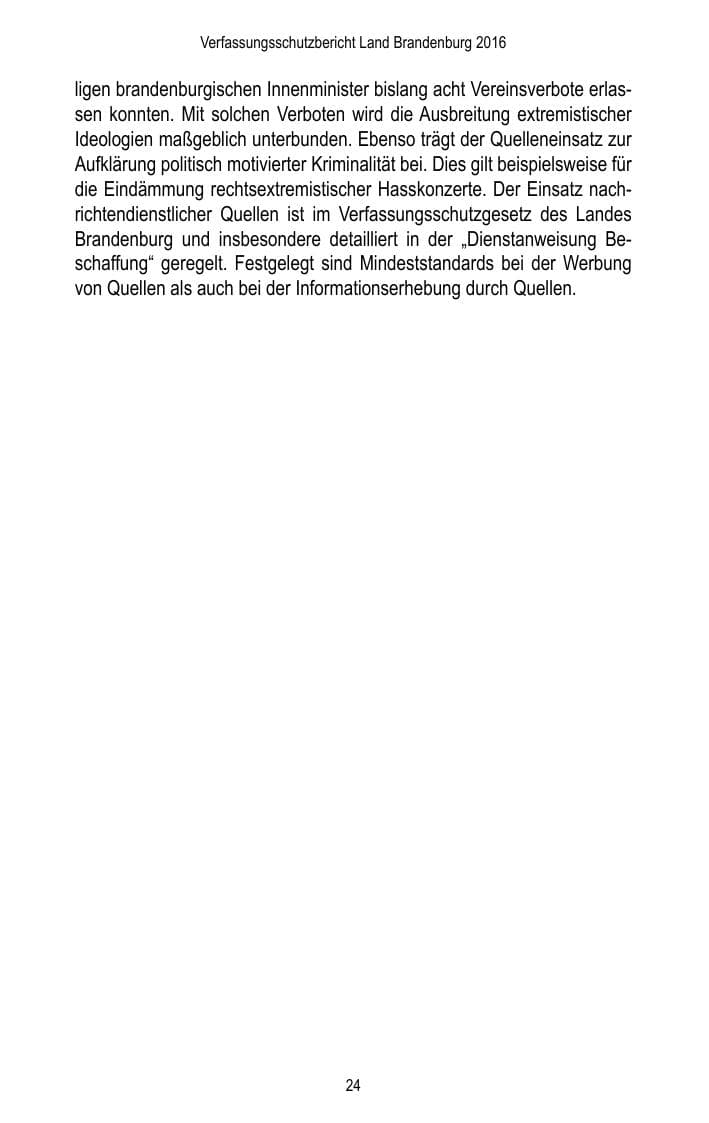 Seite 26 des Verfassungsschutzbericht 2016 Brandenburg