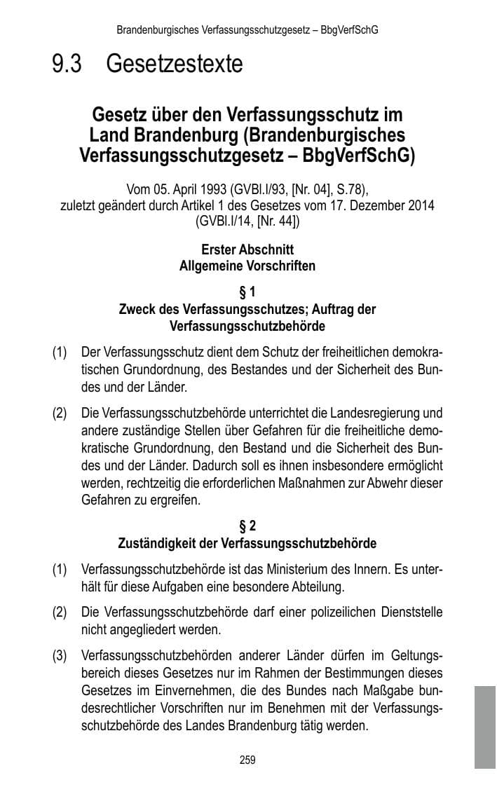 Seite 261 des Verfassungsschutzbericht 2016 Brandenburg