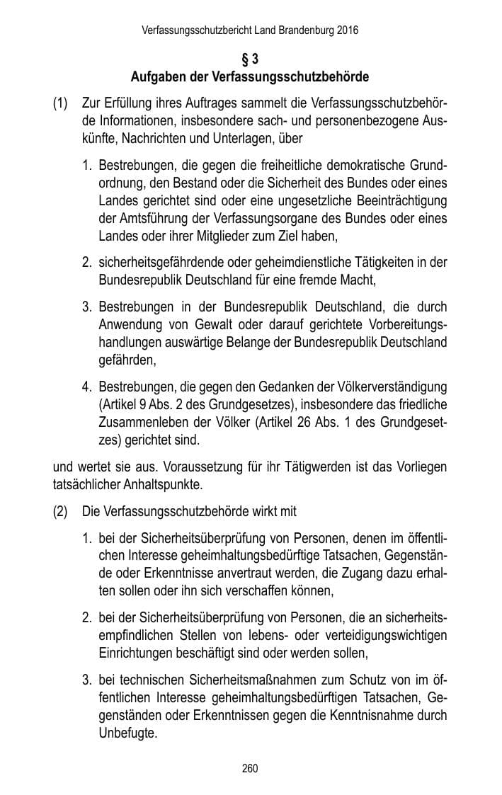 Seite 262 des Verfassungsschutzbericht 2016 Brandenburg