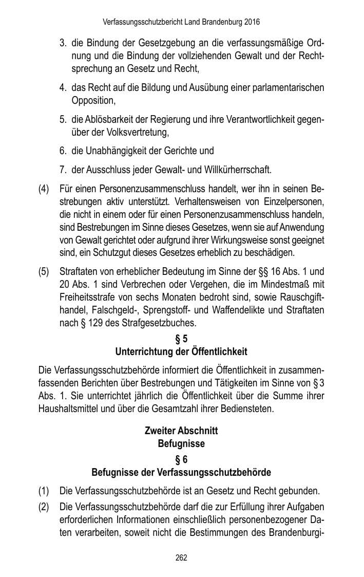 Seite 264 des Verfassungsschutzbericht 2016 Brandenburg