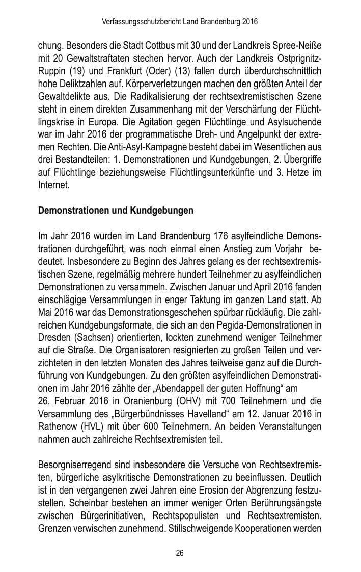 Seite 28 des Verfassungsschutzbericht 2016 Brandenburg