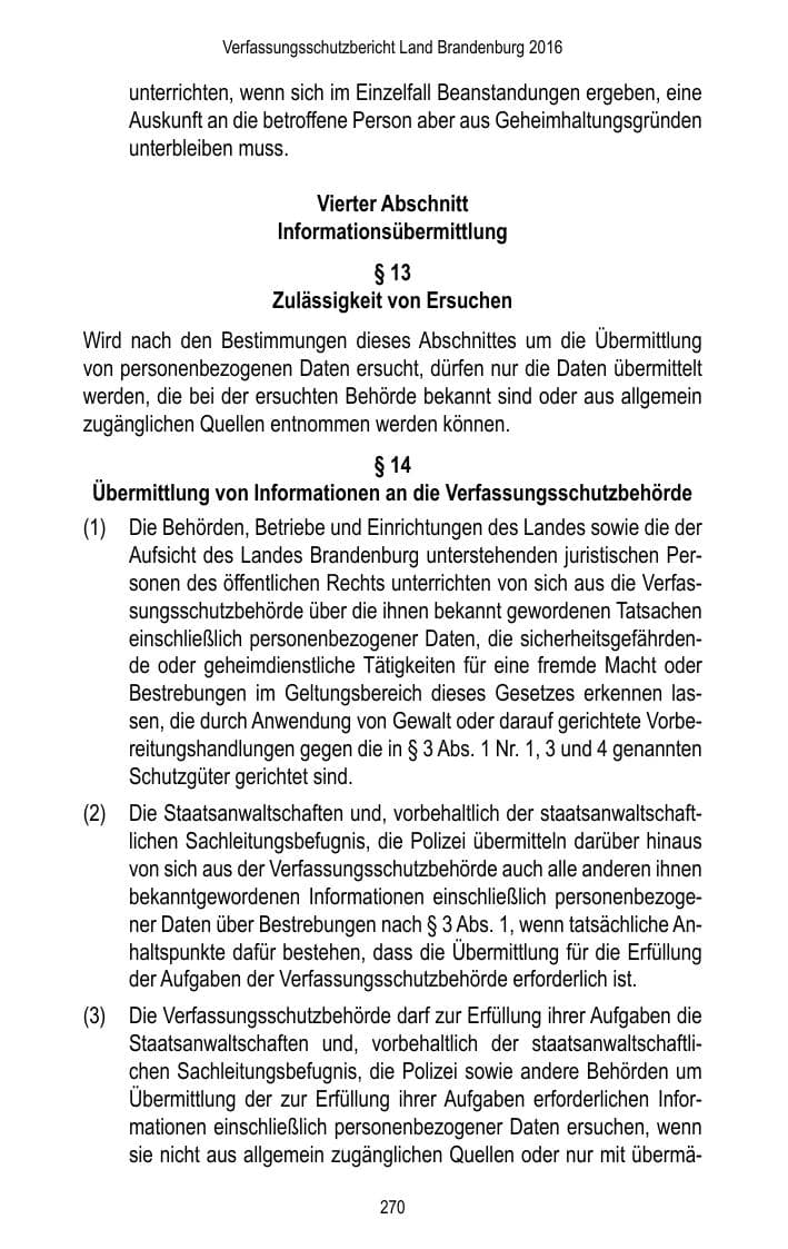 Seite 272 des Verfassungsschutzbericht 2016 Brandenburg