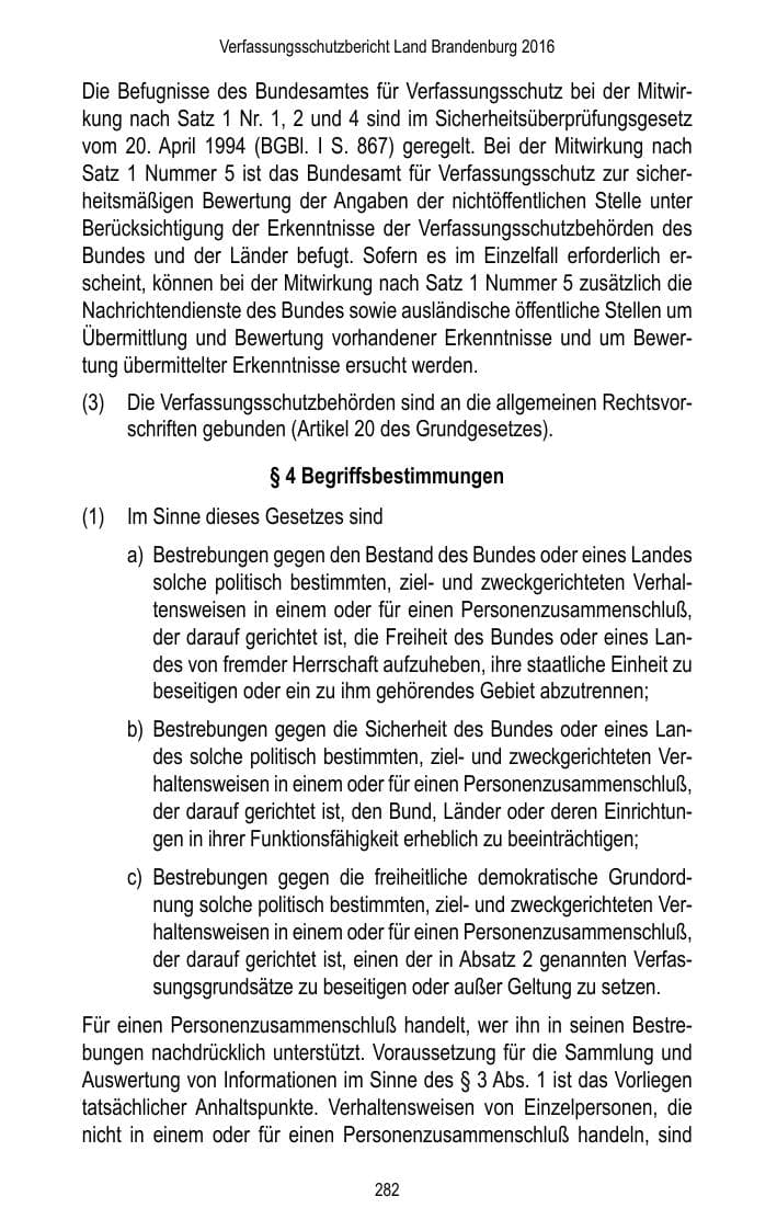 Seite 284 des Verfassungsschutzbericht 2016 Brandenburg