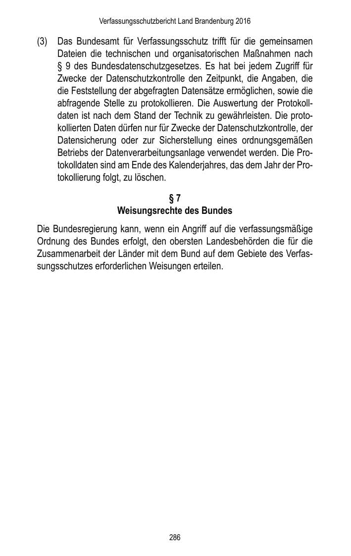 Seite 288 des Verfassungsschutzbericht 2016 Brandenburg