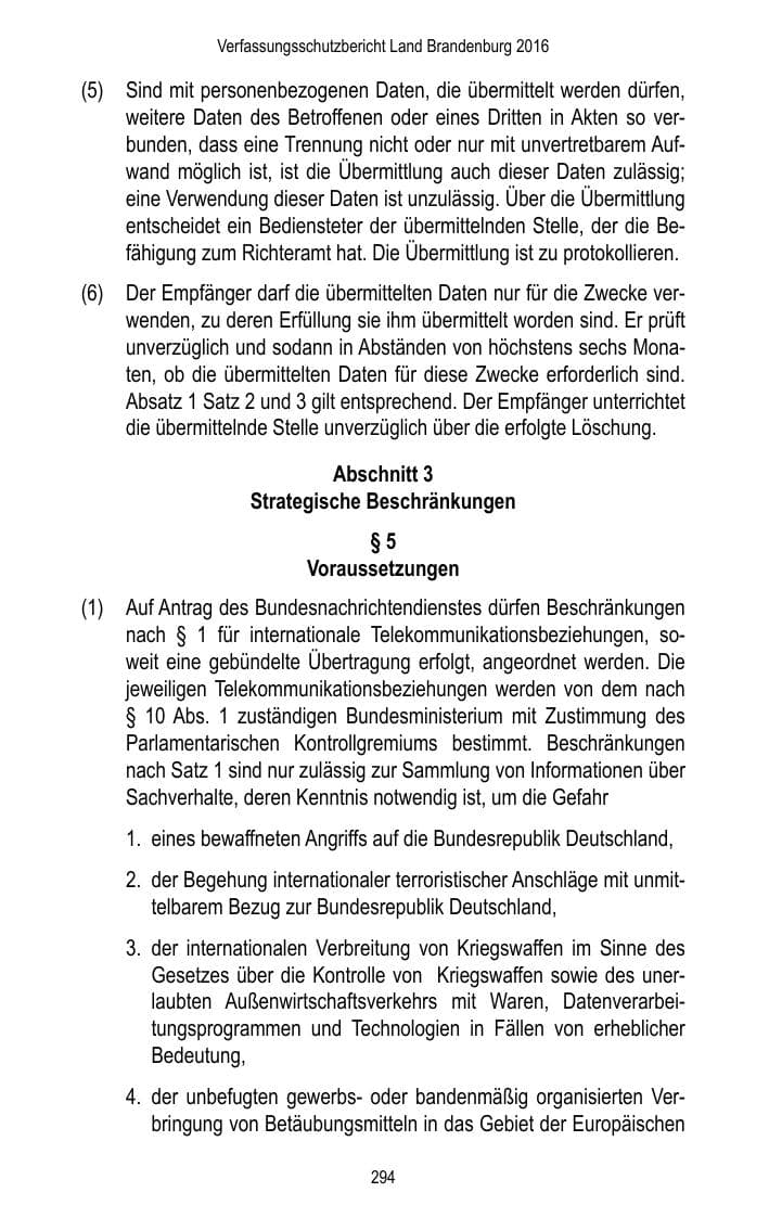Seite 296 des Verfassungsschutzbericht 2016 Brandenburg