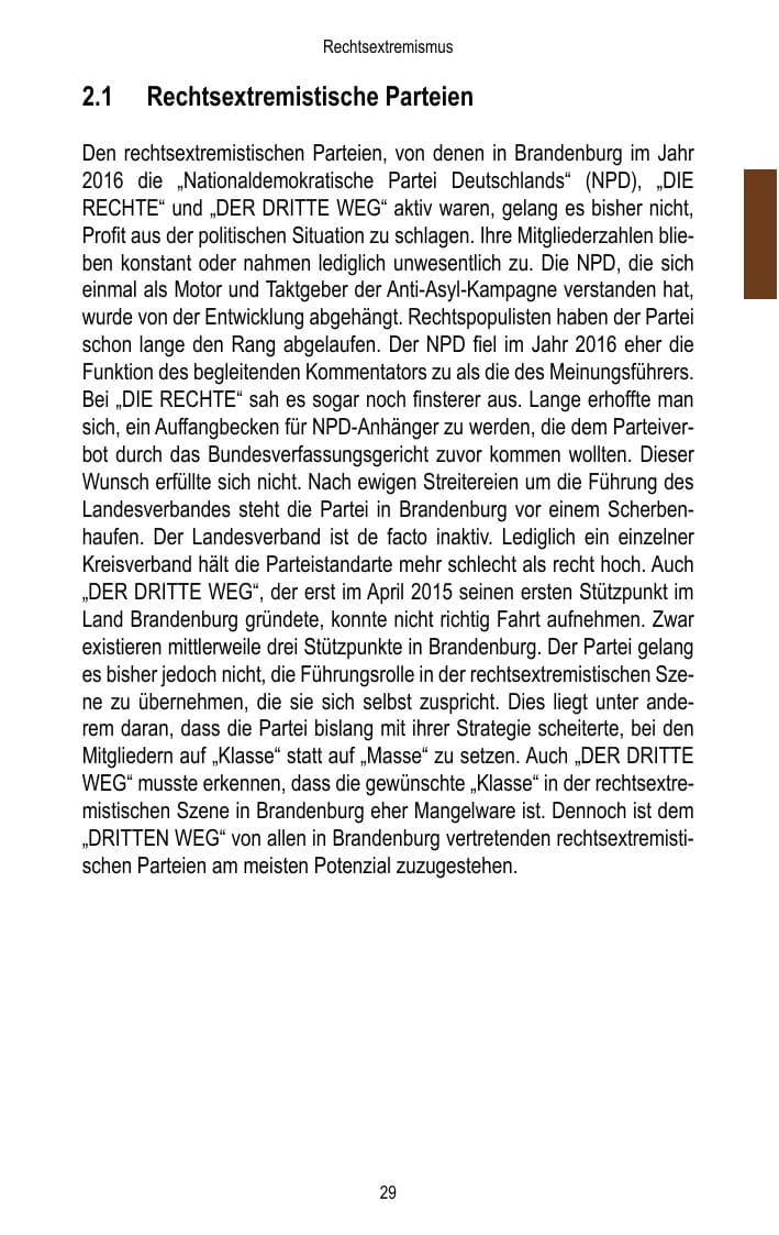 Seite 31 des Verfassungsschutzbericht 2016 Brandenburg