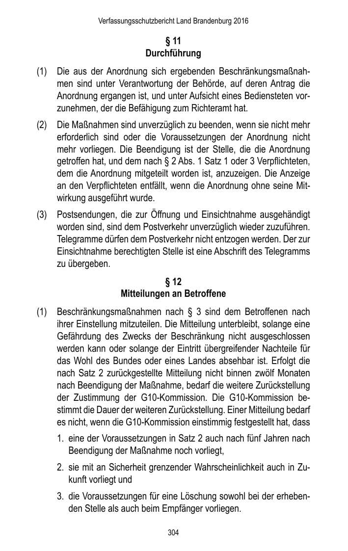 Seite 306 des Verfassungsschutzbericht 2016 Brandenburg