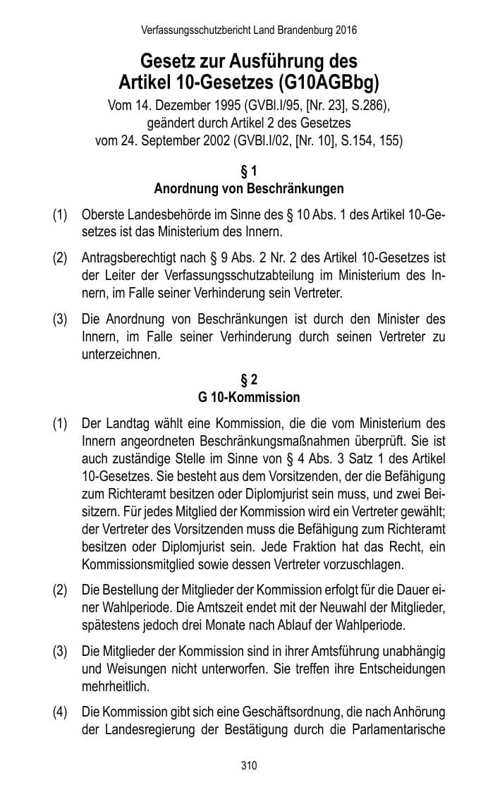 Seite 312 des Verfassungsschutzbericht 2016 Brandenburg