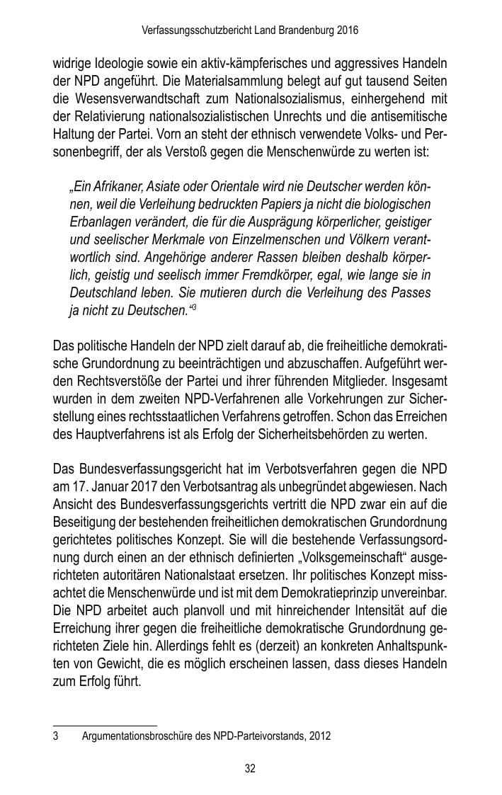 Seite 34 des Verfassungsschutzbericht 2016 Brandenburg