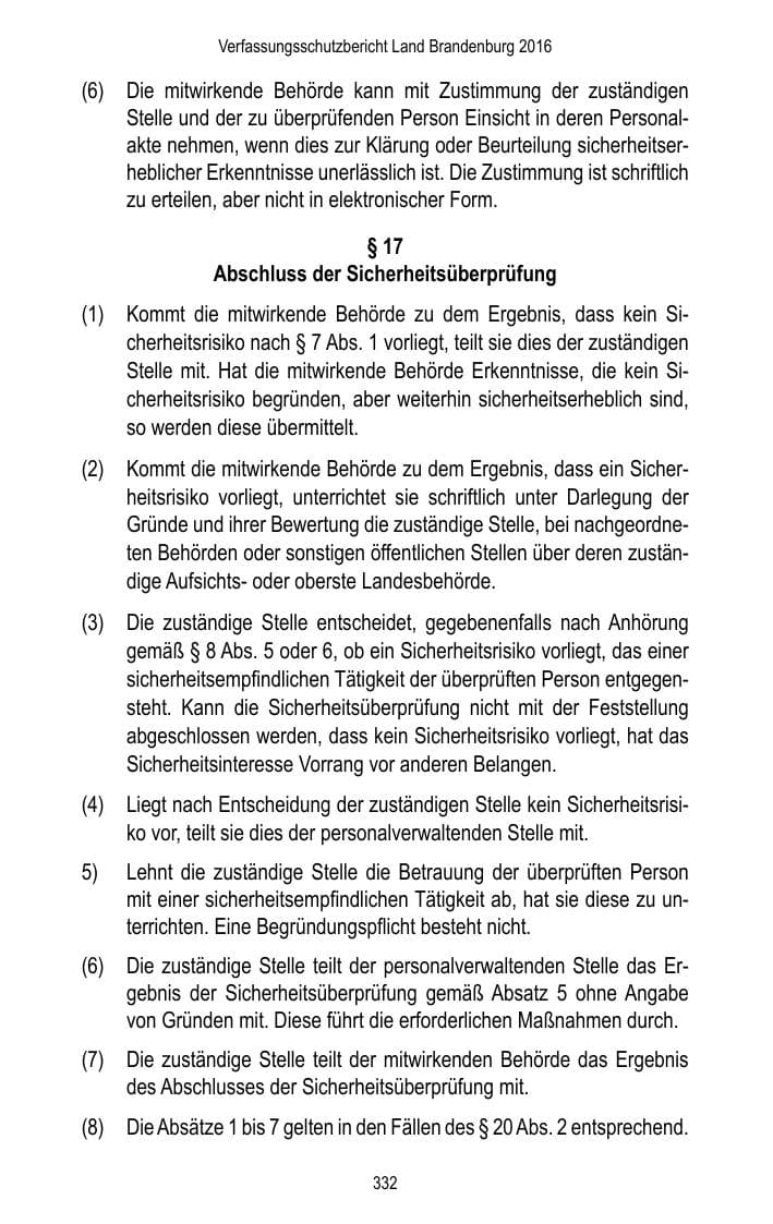 Seite 334 des Verfassungsschutzbericht 2016 Brandenburg
