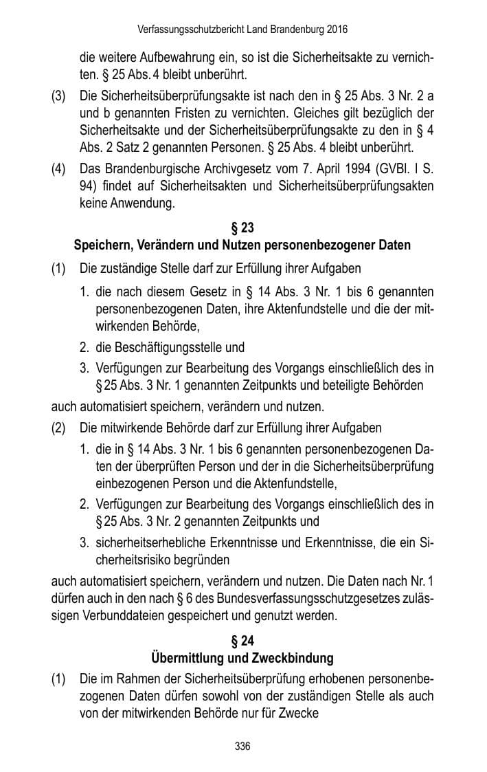Seite 338 des Verfassungsschutzbericht 2016 Brandenburg