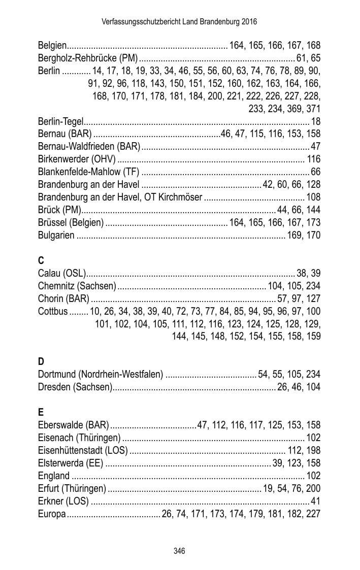 Seite 348 des Verfassungsschutzbericht 2016 Brandenburg