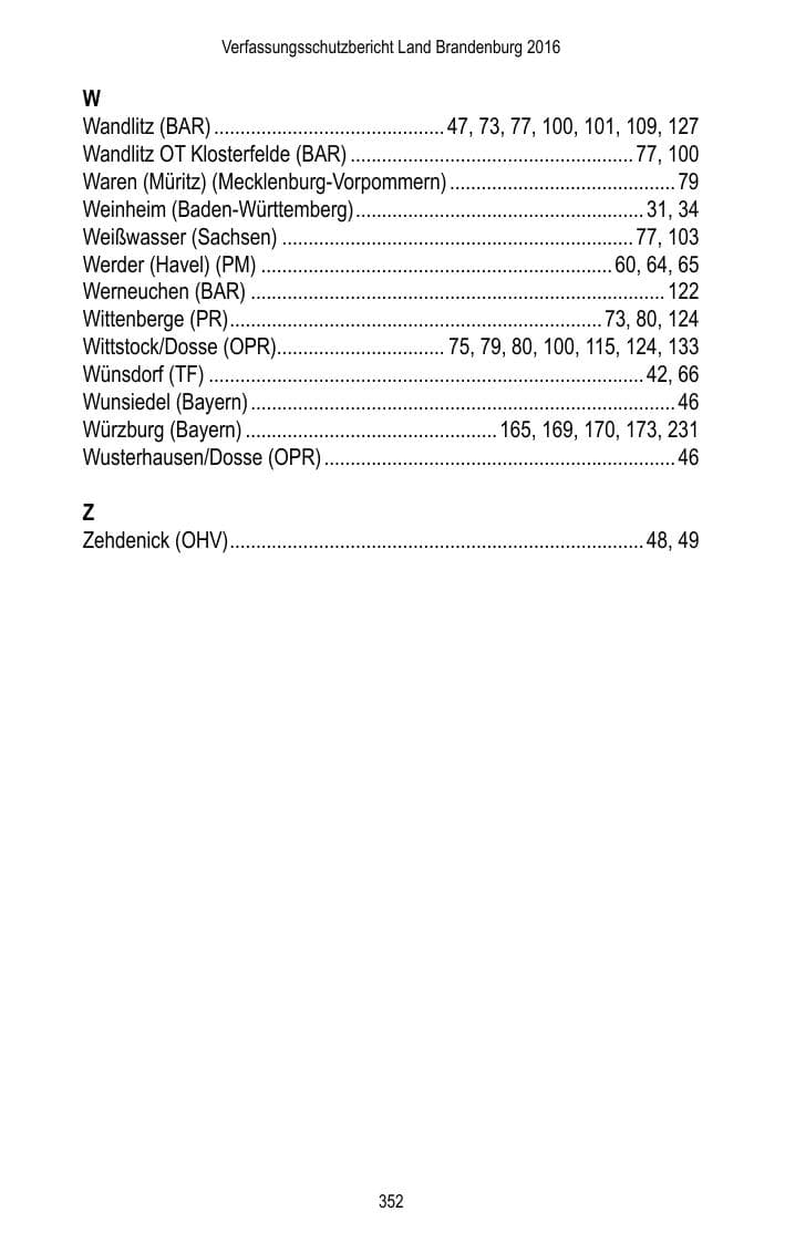 Seite 354 des Verfassungsschutzbericht 2016 Brandenburg