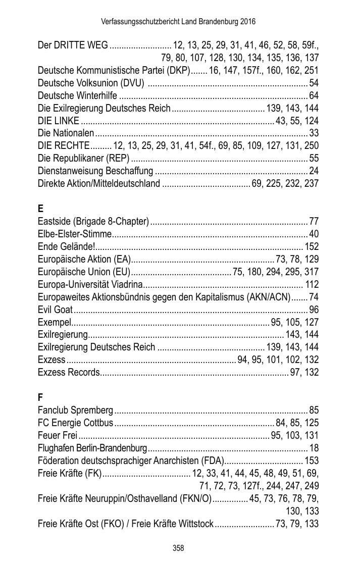 Seite 360 des Verfassungsschutzbericht 2016 Brandenburg