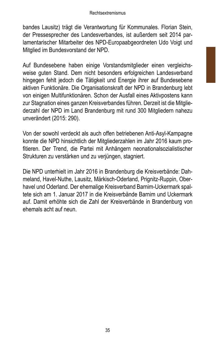 Seite 37 des Verfassungsschutzbericht 2016 Brandenburg
