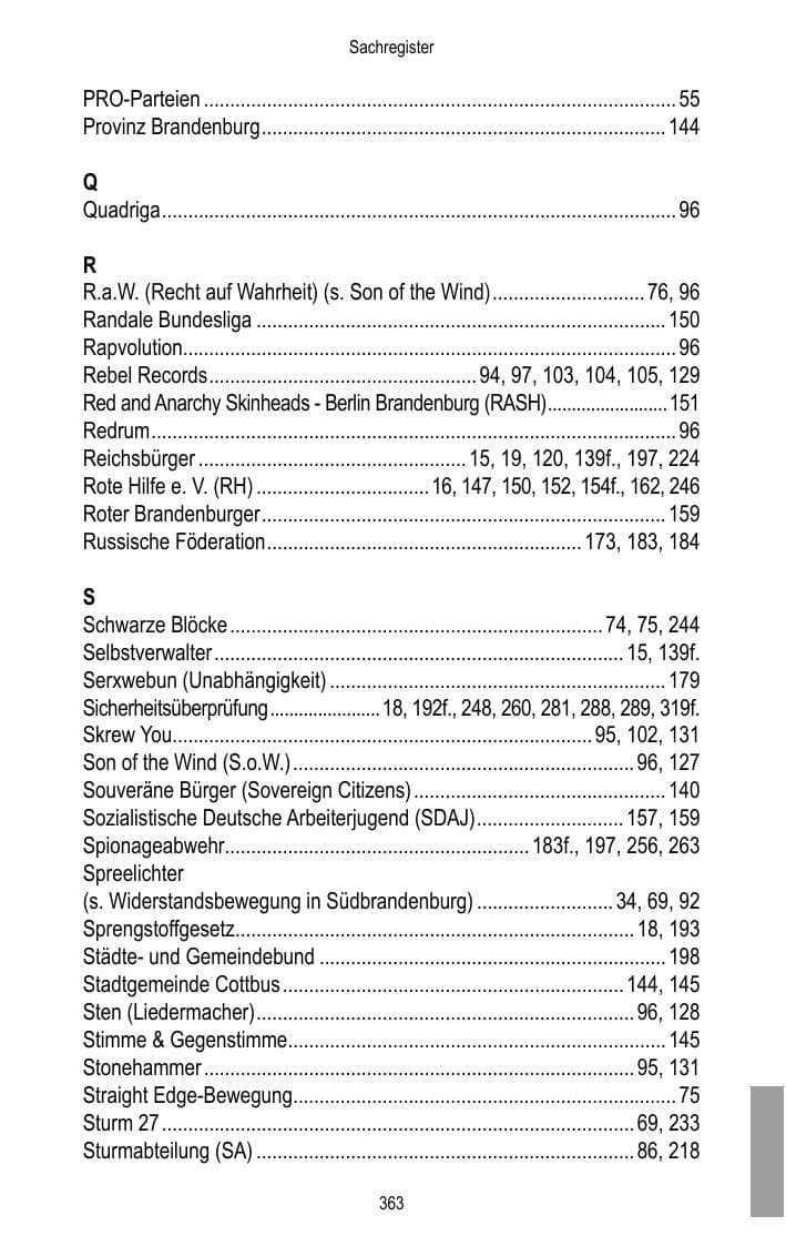 Seite 365 des Verfassungsschutzbericht 2016 Brandenburg