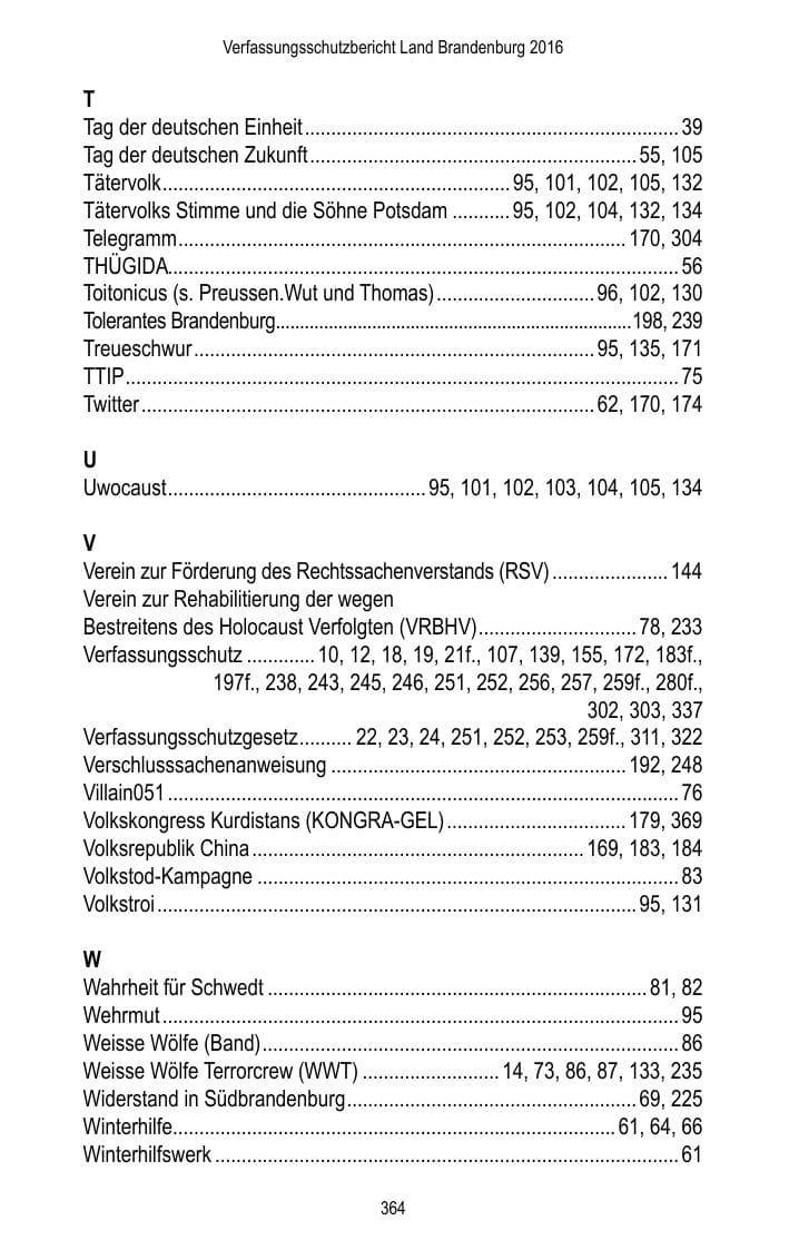 Seite 366 des Verfassungsschutzbericht 2016 Brandenburg