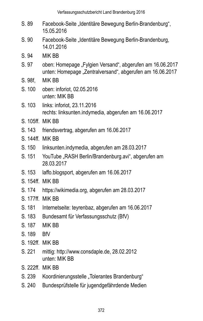 Seite 374 des Verfassungsschutzbericht 2016 Brandenburg