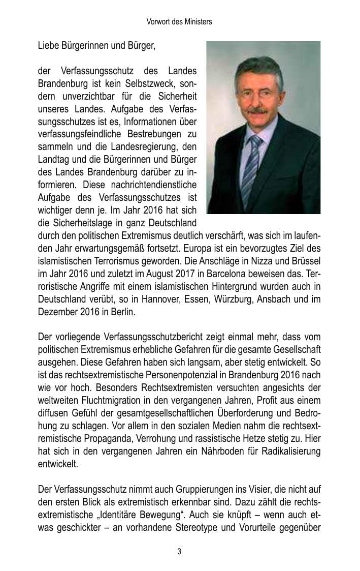 Seite 5 des Verfassungsschutzbericht 2016 Brandenburg