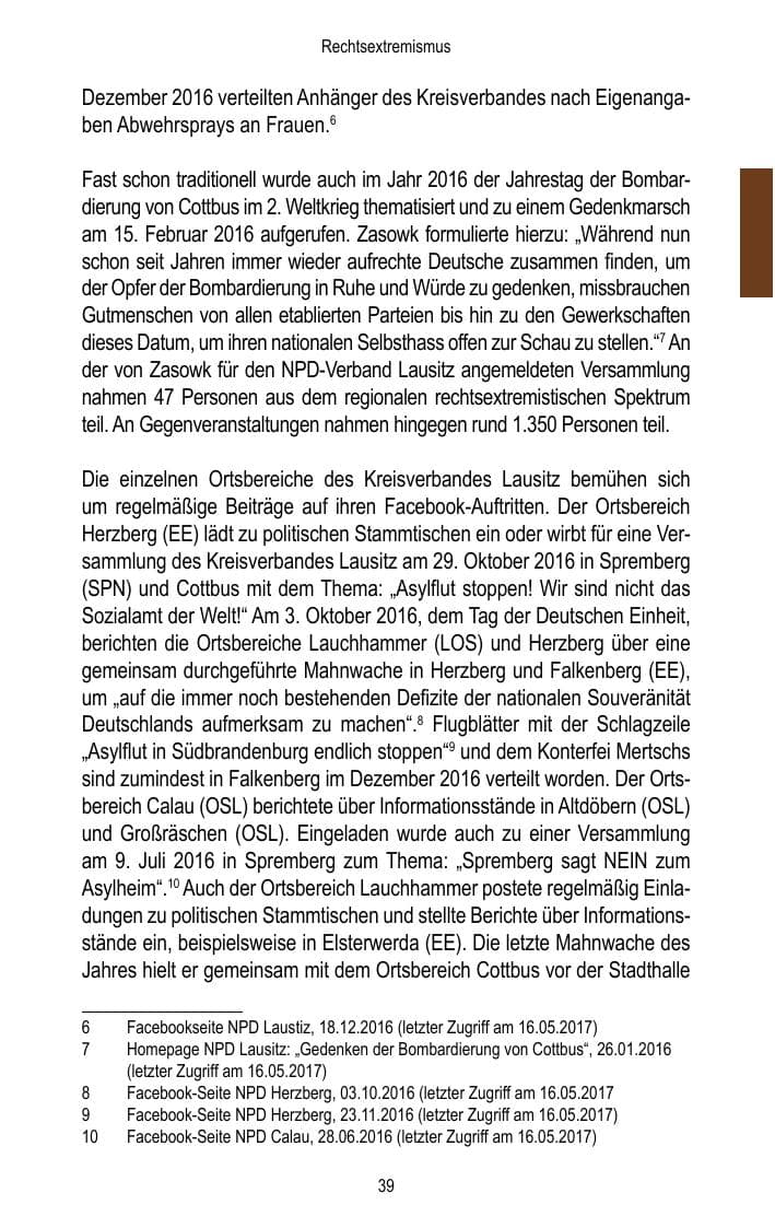 Seite 41 des Verfassungsschutzbericht 2016 Brandenburg