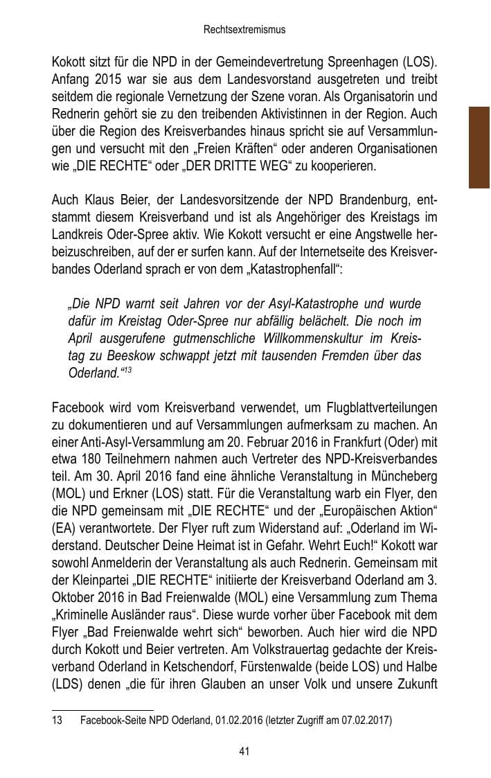 Seite 43 des Verfassungsschutzbericht 2016 Brandenburg