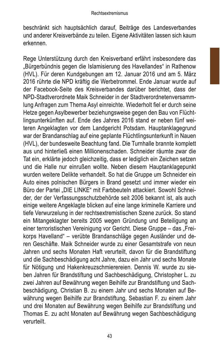 Seite 45 des Verfassungsschutzbericht 2016 Brandenburg