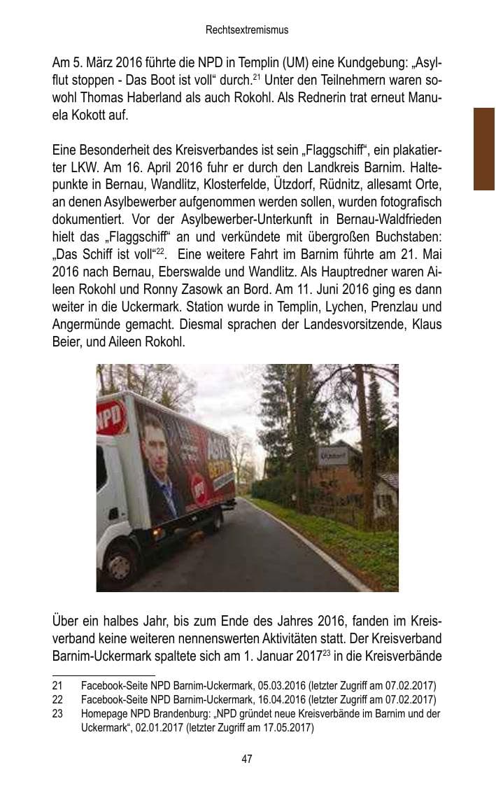 Seite 49 des Verfassungsschutzbericht 2016 Brandenburg