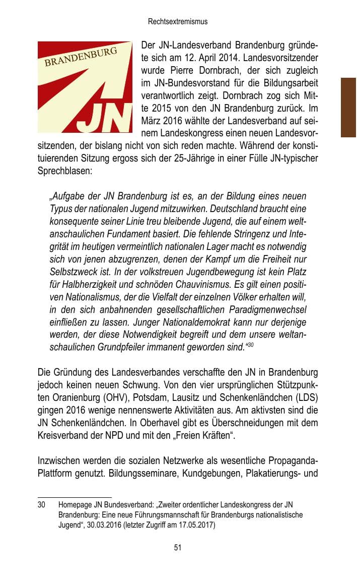 Seite 53 des Verfassungsschutzbericht 2016 Brandenburg