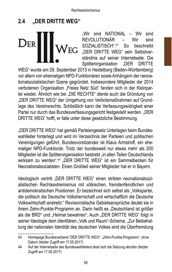 Seite 61 des Verfassungsschutzbericht 2016 Brandenburg