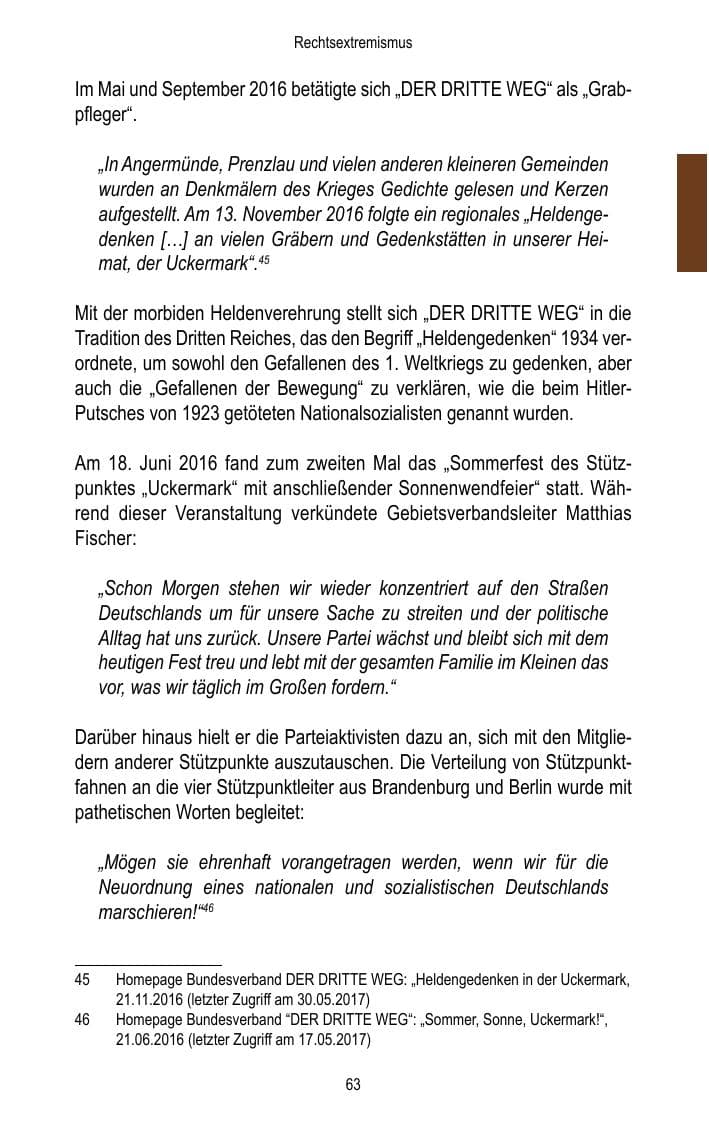 Seite 65 des Verfassungsschutzbericht 2016 Brandenburg
