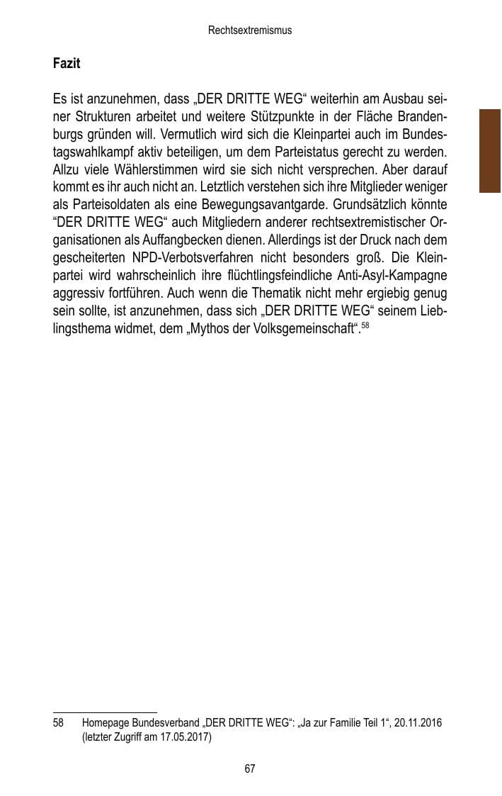 Seite 69 des Verfassungsschutzbericht 2016 Brandenburg