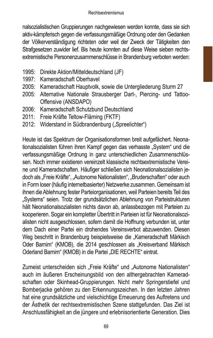 Seite 71 des Verfassungsschutzbericht 2016 Brandenburg