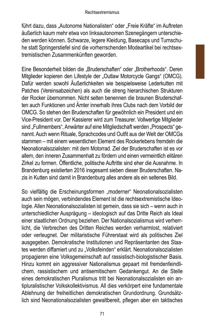 Seite 73 des Verfassungsschutzbericht 2016 Brandenburg