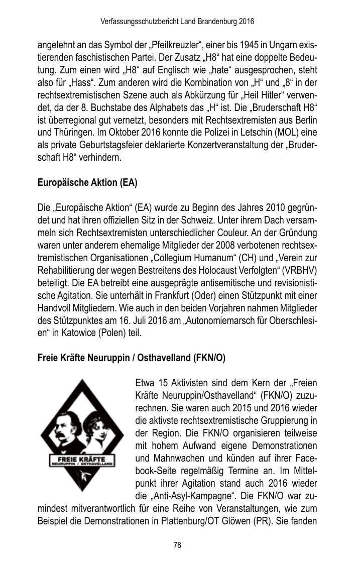 Seite 80 des Verfassungsschutzbericht 2016 Brandenburg